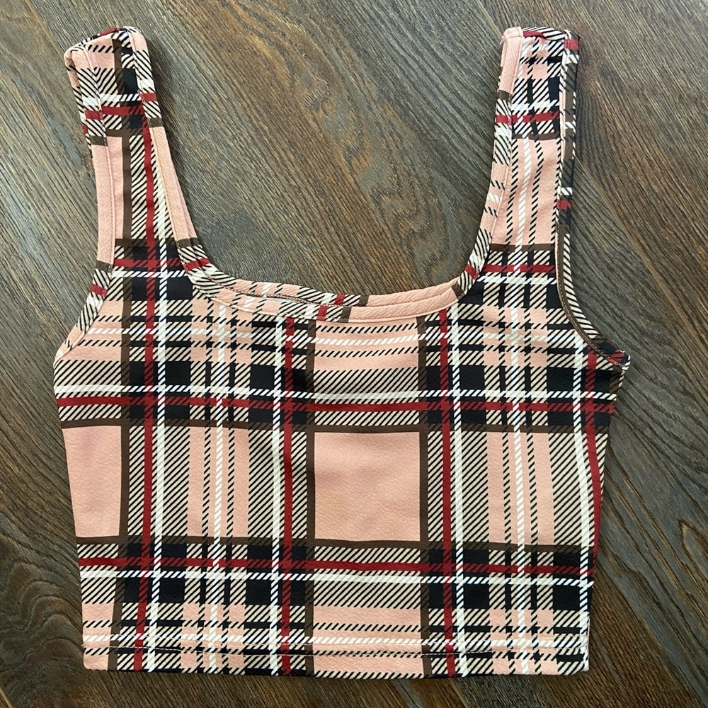 Shein plaid crop tank top
